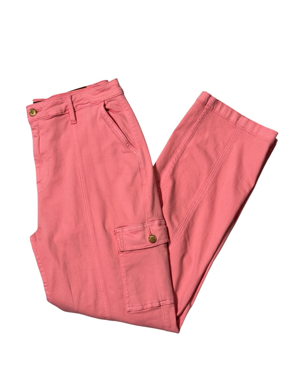 Judy Blue Pink High Rise Garment Dyed High Rise Cargo Straight Leg Jeans 15/32